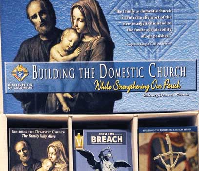 Joseph and Mary, holding the baby Jesus for the Building the Domestic Church initiative.