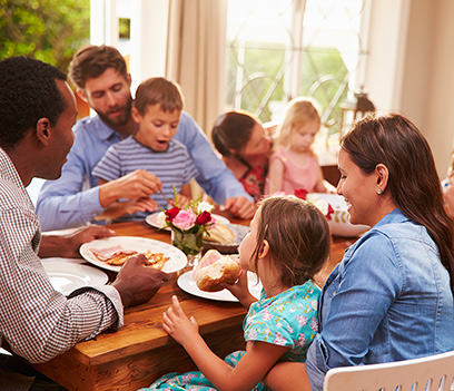 A family gathering around the dinner table