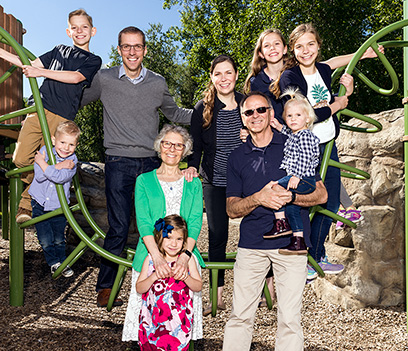 A family recreational activities in a children's park