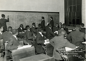 Classroom session, K of C-sponsored evening school program 1920