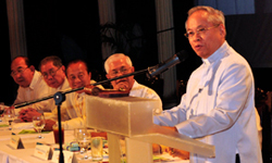 Archbishop Orlando Quevedo speaking to the convention delegates. Archbishop Orlando Quevedo speaking to the convention delegates.