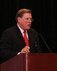 Supreme Director Dennis Stoddard of Florida speaks to Knights during a membership seminar Aug. 3. Supreme Director Dennis Stoddard of Florida speaks to Knights during a membership seminar Aug. 3.