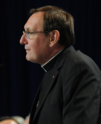 Bishop Jean Lafitte, secretary of the Pontifical Council for the Family, spoke to Knights about the work of the pontifical council and the importance of strengthening family life. Bishop Jean Lafitte, secretary of the Pontifical Council for the Family, spoke to Knights about the work of the pontifical council and the importance of strengthening family life.