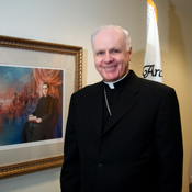 Cardinal-designate Edwin F. O'Brien at the headquarters of the Archdiocese for the Military Services in Washington, D.C.
