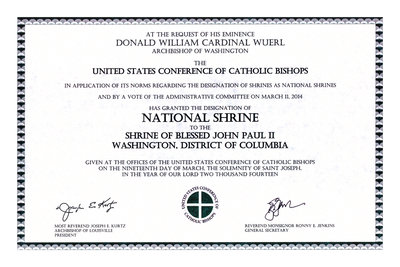 U.S. Bishops Designate Washington D.C. Location as John Paul II National Shrine U.S. Bishops Designate Washington D.C. Location as John Paul II National Shrine