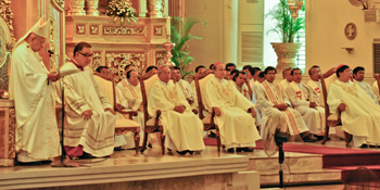 Among the concelebrants were four bishops as well as more than 50 priests – council chaplains and “KC Priest Scholars” who received material and moral assistance from the Order during their seminary studies. Among the concelebrants were four bishops as well as more than 50 priests – council chaplains and “KC Priest Scholars” who received material and moral assistance from the Order during their seminary studies.