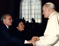 Pope John Paul II receiving Paul and Lina McGlinchey at the Vatican