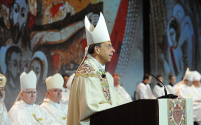 Supreme Chaplain Bishop Lori delivers the homily during the Memorial Mass at the 129th Supreme Convention in Denver.